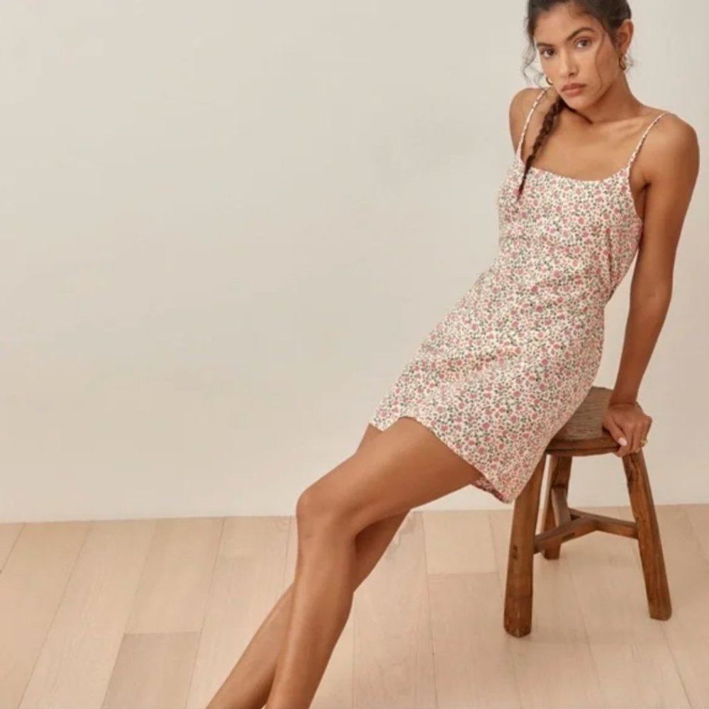 Reformation Caruso Rosie Mini Dress Sleeveless Floral Print 4 Small NWT Belted